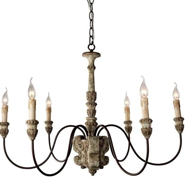 French Country Chandeliers With Regard To Well Known Picturesque French Country Chandelier On Laluz 6 Light Shabby Chic (View 3 of 10)
