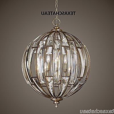 Globe Crystal Chandelier Pertaining To Recent Xl Hollywood Regency Shab French Chic Crystal Globe Chandelier (View 6 of 10)