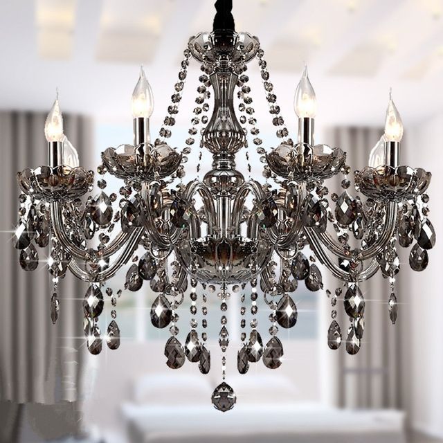 Grey Crystal Chandelier For Well Liked Modern Crystal Chandeliers Lighting Lustre De Crystal Smokey Grey (View 2 of 10)
