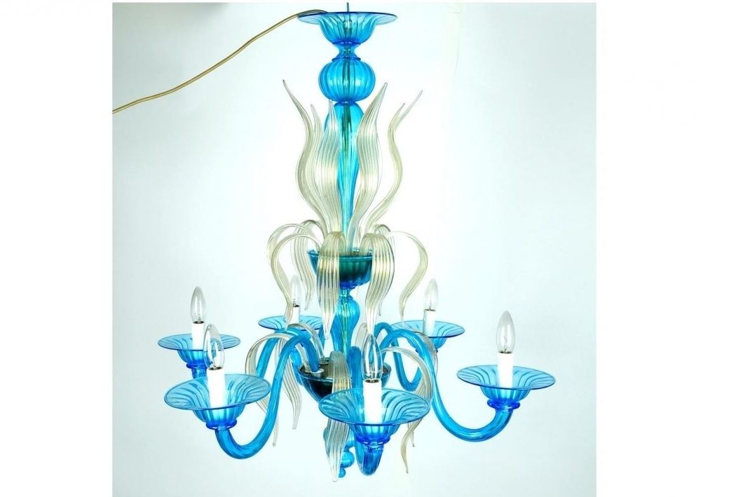 Hand Blown Chandeliers Glass Chandelier Parts Stained Ceiling Lamp Pertaining To Most Current Turquoise And Gold Chandeliers (Photo 6 of 10)