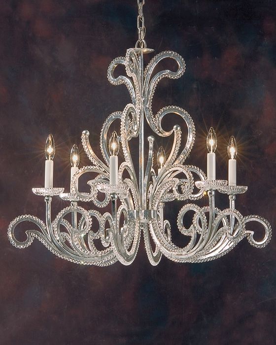 Italian Chandelier Style For Famous Wrought Iron Chandelier In Silver Leaf (Photo 6 of 10)