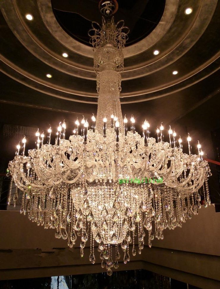 Large Crystal Chandelier Chrome Extra Large Chandelier For Hotel Intended For Trendy Extra Large Chandeliers (Photo 8 of 10)