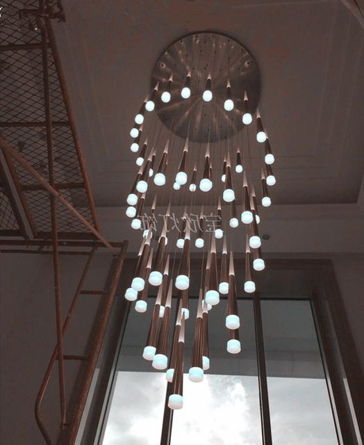 Large Stairwell Led Cone Chandelier Lighting H3 5m Penthouse Helical Within Most Popular Stairwell Chandelier Lighting (Photo 7 of 10)