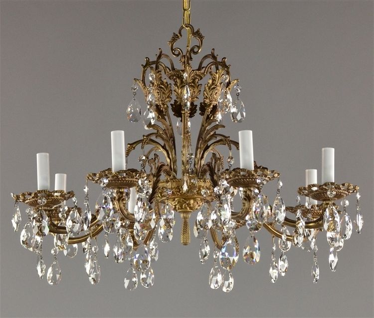 Latest 27" Spanish Brass & Czech Crystal Chandelier C1950 Intended For Brass And Crystal Chandeliers (View 6 of 10)