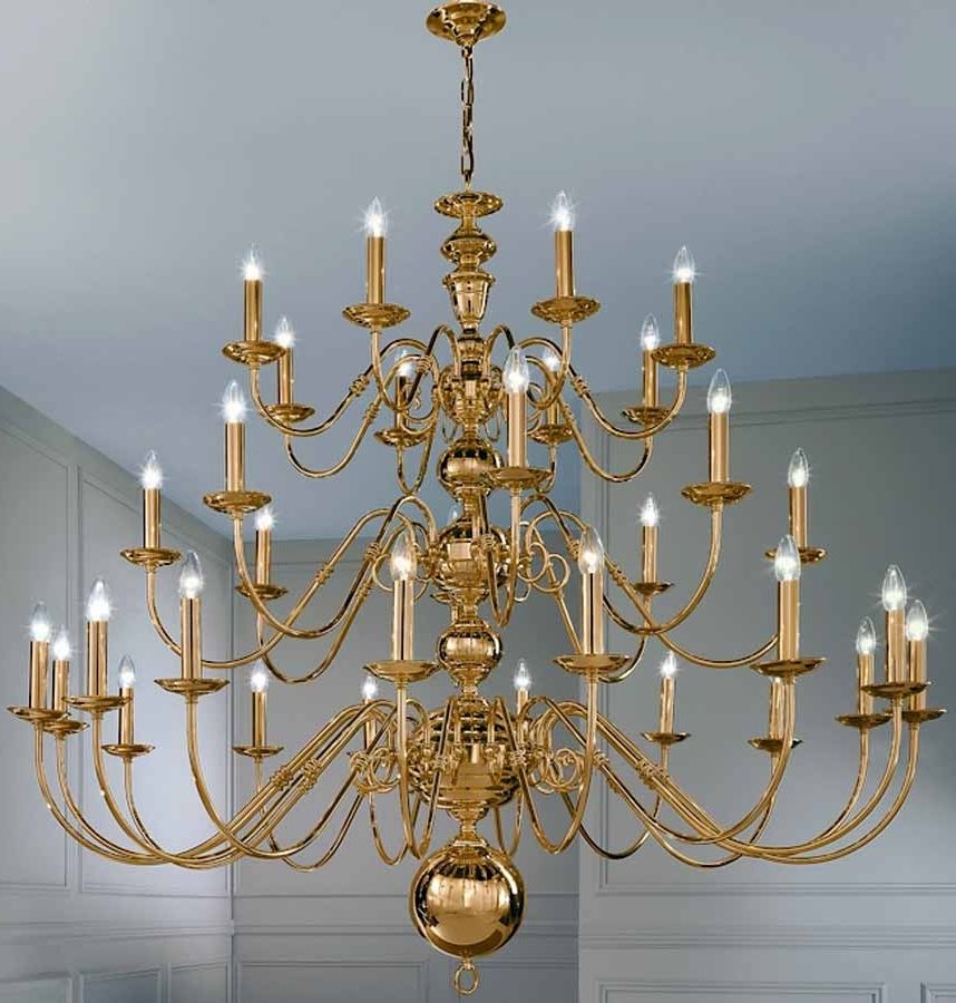 Latest Franklite Delft Large Polished Brass 32 Light Flemish Chandelier Pertaining To Flemish Brass Chandeliers (View 6 of 10)