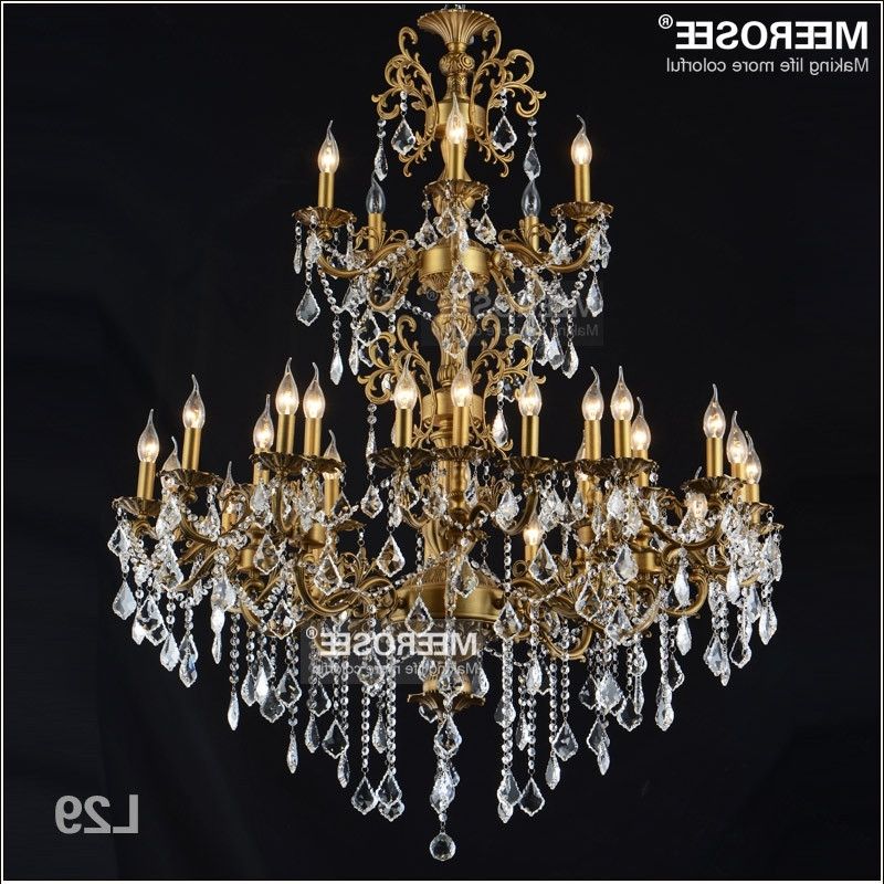Luxurious Large Brass Color Crystal Chandelier Lamp Crystal Lustre Regarding Most Current Large Brass Chandelier (Photo 8 of 10)