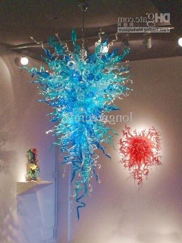 Luxury Design Turquoise Blue Hotel Lobby 48 Inches Handcraft Blown In 2017 Turquoise And Gold Chandeliers (Photo 7 of 10)