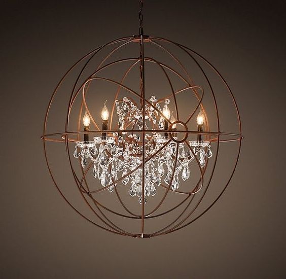 Metal Sphere Chandelier Within Most Recent Chandelier. Inspiring Rustic Crystal Chandelier: Rustic Crystal (Photo 8 of 10)