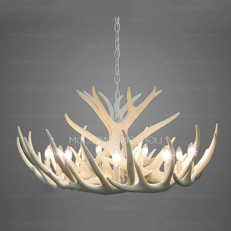 Modern 9 Light Twig Type 32.6 Diameter White Antler Chandelier With Famous Antler Chandeliers And Lighting (Photo 7 of 10)