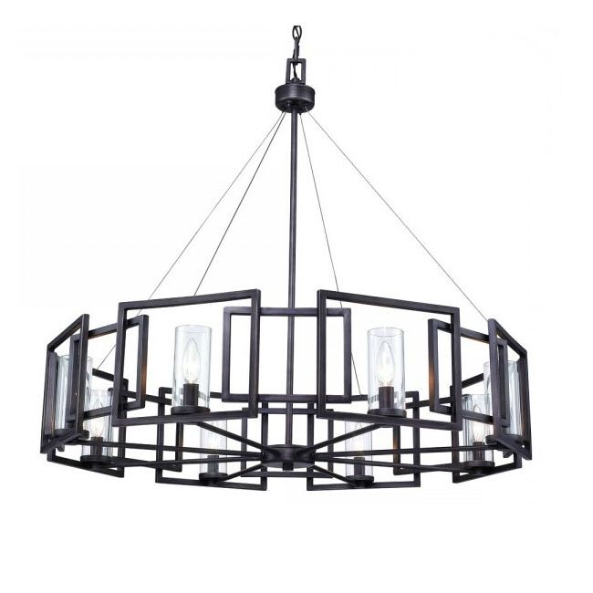 Modern Black Chandelier With Regard To Widely Used Post Modern Black Iron Art And 8 Clear Glass Shades Chandelier 1 (Photo 6 of 10)