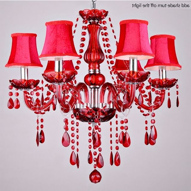 Modern Chandelier K9 Crystal Red Chandeliers Suppliers Candelabro In Widely Used Red Chandeliers (Photo 9 of 10)