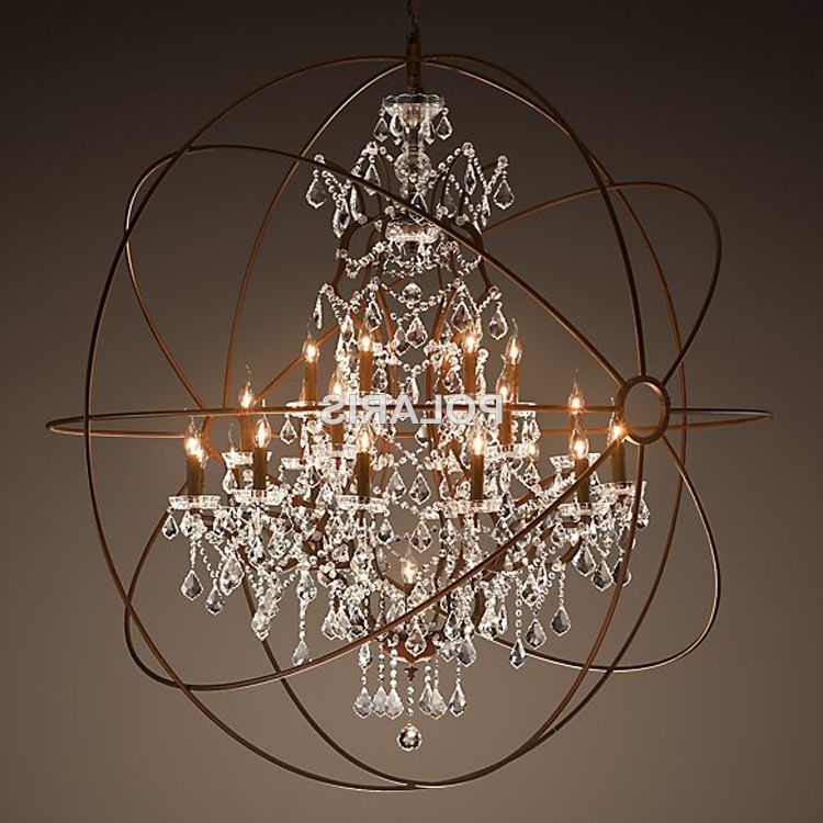 Modern Vintage Orb Crystal Chandelier Lighting Rustic Candle Within Latest Orb Chandeliers (View 7 of 10)