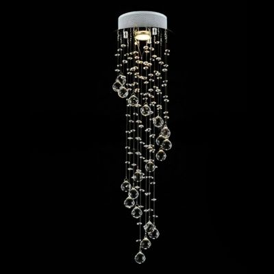 Most Current Long Chandelier Lighting In Spiral Long Drop Round Single Light 29.5"high Crystal Spheres (Photo 8 of 10)