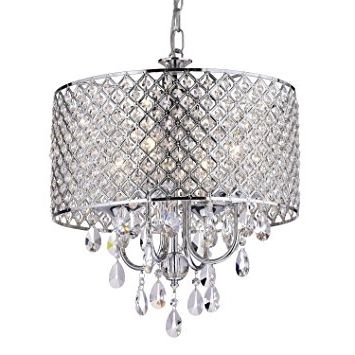 Most Popular 4 Light Chrome Crystal Chandeliers With Edvivi Epg801ch Chrome Finish Drum Shade 4 Light Crystal Chandelier (View 1 of 10)