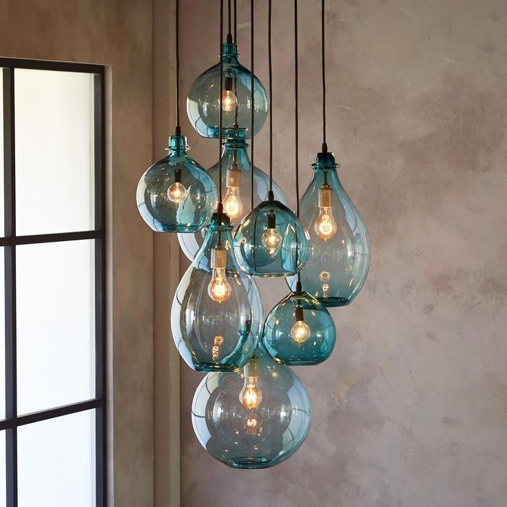 Featured Photo of 2024 Best of Turquoise Glass Chandelier Lighting