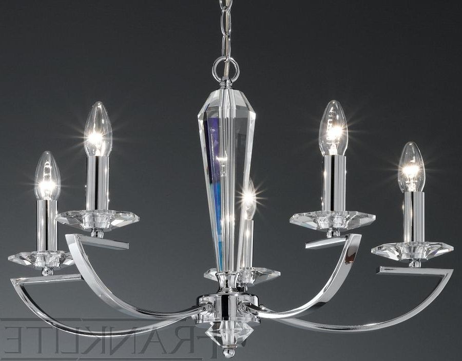 Most Up To Date Chrome Chandelier Throughout Franklite Artemis 5 Light Chrome Chandelier (Photo 5 of 10)