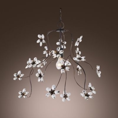 Most Up To Date Sparkling Clear Crystal Floral And Swirled Branches Frame Black For Branch Crystal Chandelier (View 7 of 10)
