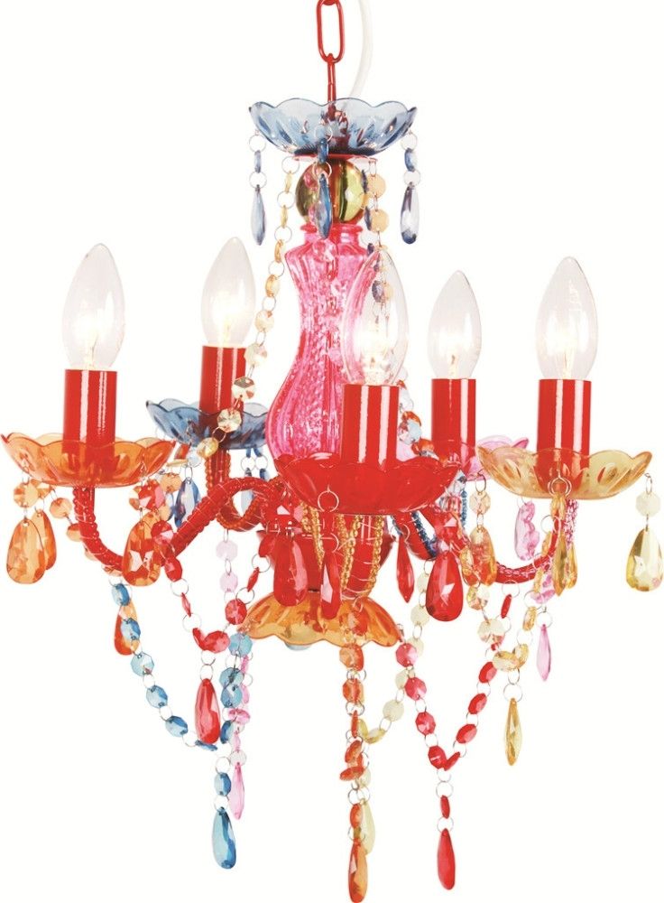Multi Colored Gypsy Chandeliers For Favorite 5 Light Multi Coloured Gypsy Crystal Chandelier Ceiling Light For (View 8 of 10)