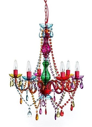 Multi Colored Gypsy Chandeliers Intended For Well Liked Gypsy Color 6 Arm Large Multi Color Chandelier Lighting New Rainbow (Photo 1 of 10)