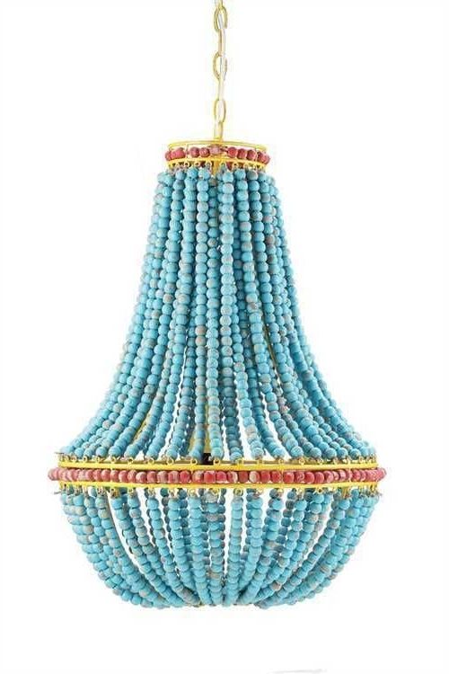 New Turquoise Blue Wooden Beaded Large Chandelier Junk Gypsy Boho Style With Preferred Large Turquoise Chandeliers (View 3 of 10)