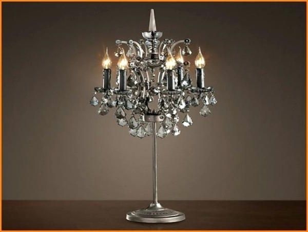 Newest Modern Contemporary Crystal Silver Table Lamp Lamps For Regarding Pertaining To Faux Crystal Chandelier Table Lamps (View 8 of 10)