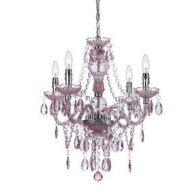 Pink Plastic Chandeliers In Most Recent Mini – Pink – Chandeliers – Lighting – The Home Depot (View 3 of 10)