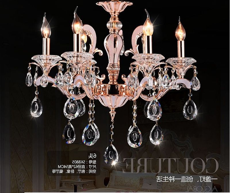 Preferred Crystal Gold Chandeliers Inside Modern Crystal Chandelier Candle Holder Chandelier For Foyer Rose (View 8 of 10)