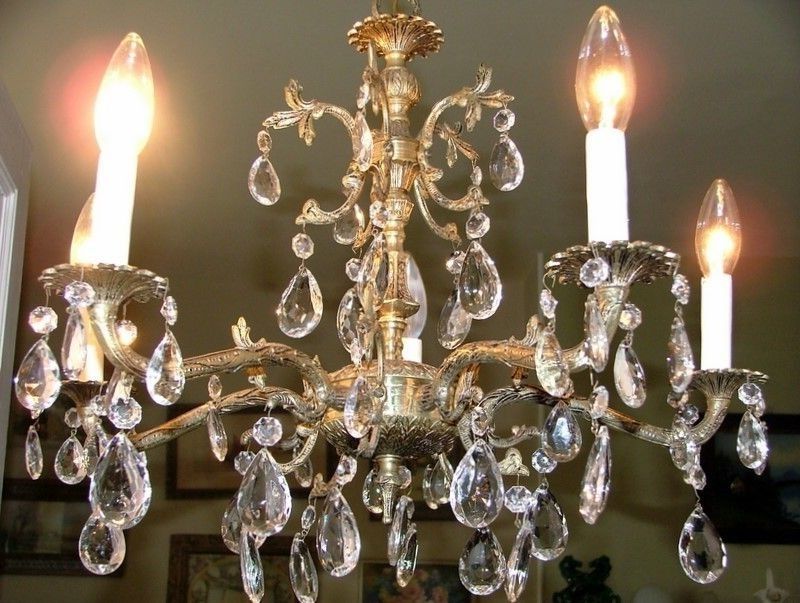 Recent Vintage Brass Chandeliers Pertaining To 50 Prism Made In Spain Antique Brass Chandelier Light (View 2 of 10)