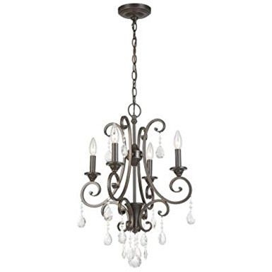 Small Bronze Chandelier With Regard To Most Up To Date Amazon: Hampton Bay 4 Light Oil Rubbed Bronze Small Crystal (Photo 1 of 10)