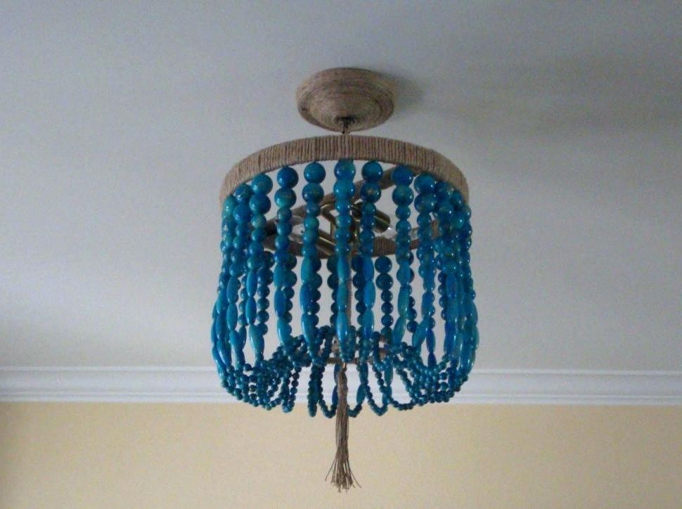 Turquoise Beads Six Light Chandeliers With Regard To Most Recent Turquoise Beaded Chandelier Blue Beaded Chandelier S W T Turquoise (View 8 of 10)