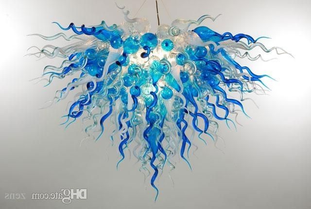 Turquoise Blown Glass Chandeliers Regarding Most Popular Artistic Turquoise Blue Blown Glass Chandelier Lightings (Photo 10 of 10)