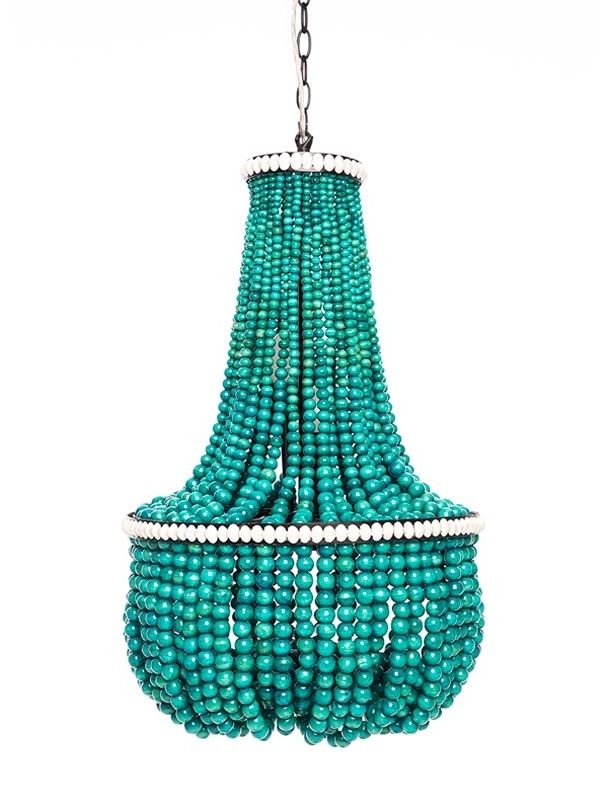 Featured Photo of 10 Best Ideas Turquoise Wood Bead Chandeliers