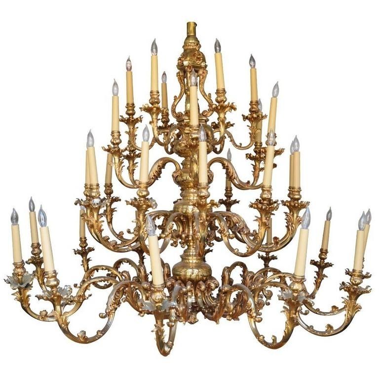 Two Very Large Ornate Palace Size Brass Thirty Five Light In Popular Ornate Chandeliers (View 4 of 10)