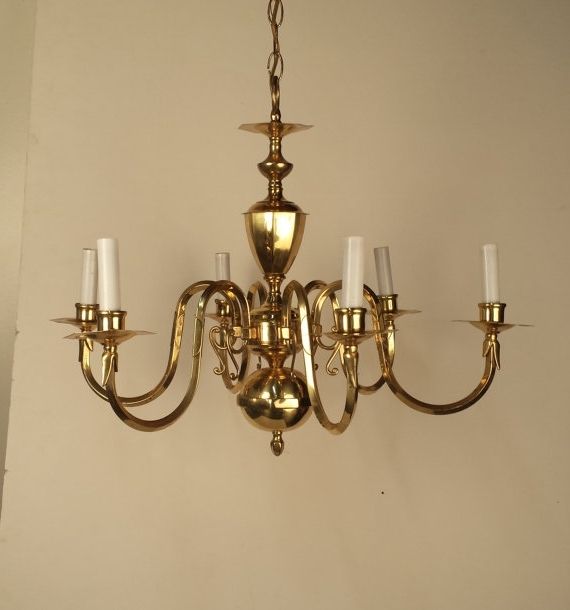 Vintage Brass Chandelier Small 6 Arm Gold With Regard To Modern For 2017 Vintage Brass Chandeliers (View 9 of 10)