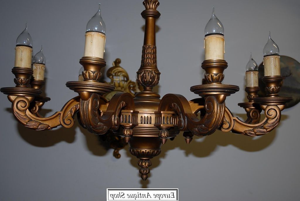 Vintage Italian Chandeliers Within Most Recently Released A Huge French Antique Carved Wood Gilded 9 Light Chandelier From (Photo 7 of 10)