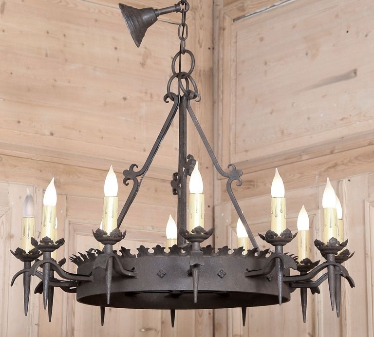 Vintage Wrought Iron Chandelier Within Trendy Home Design : Vintage Wrought Iron Chandelier Vintage Floral Wrought (View 5 of 10)