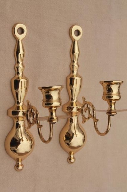 Wall Mounted Candle Chandeliers Inside Most Up To Date Vintage Baldwin Brass Wall Mount Candle Holder Sconces, Polished (View 3 of 10)