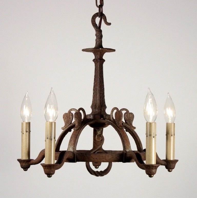 Well Known Amazing Antique Spanish Revival Five Light Chandelier Cast Iron Intended For Metal Chandeliers (Photo 10 of 10)
