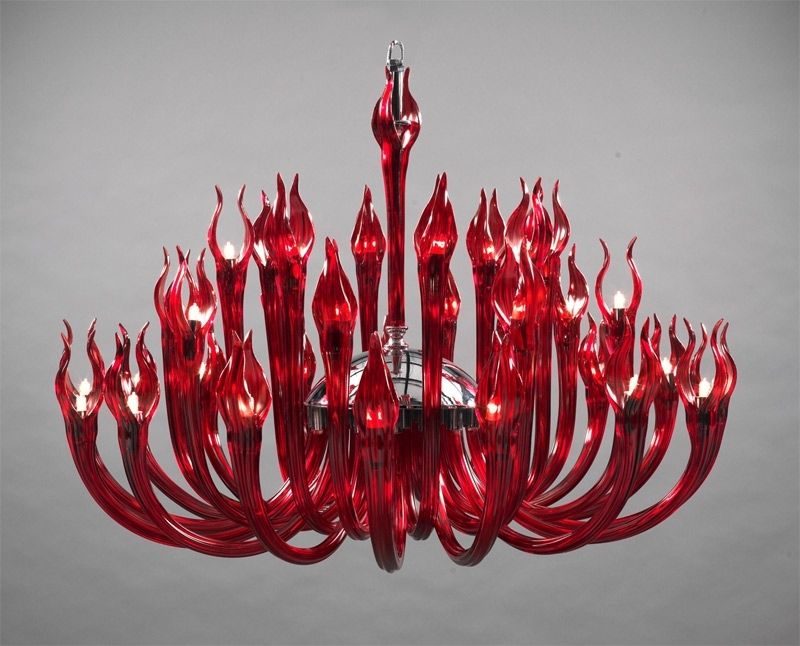 Well Known Modern Red Chandelier Throughout Modern Chandelier Hydra 32 Arms Red – Crystolight Chandeliers (View 3 of 10)