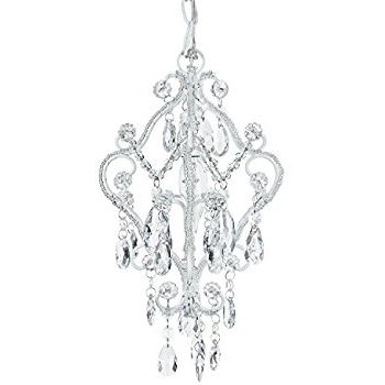 Well Known Small Chandeliers For Tiffany Mini White 1 Light Chandelier, Small Crystal Beaded Plug In (View 7 of 10)