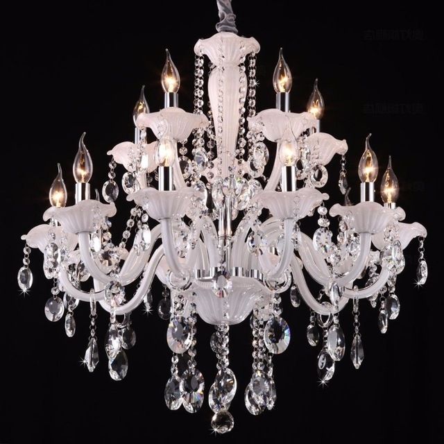 White Chandeliers For 2018 Roman Style Big White Candle Chandelier 15 Lights Large Vintage (View 3 of 10)