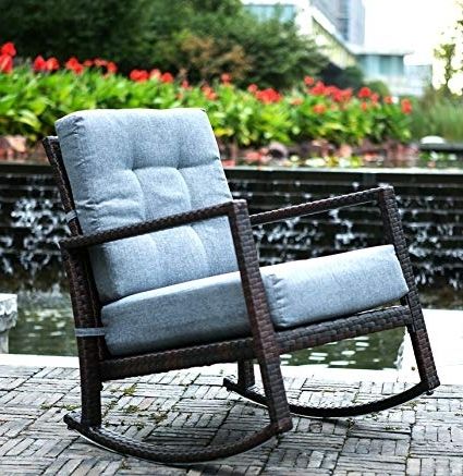2017 Amazon : Merax Cushioned Rattan Rocker Chair Rocking Armchair With Padded Patio Rocking Chairs (Photo 1 of 20)