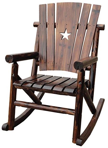 2018 Wooden Patio Rocking Chairs Inside Amazon : Char Log Single Rocker With Star : Patio Rocking Chairs (Photo 9 of 20)