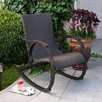Amazon Com Tangkula Wicker Rocking Chair Outdoor Porch Garden Lawn Regarding Favorite Wicker Rocking Chairs Sets (View 14 of 20)