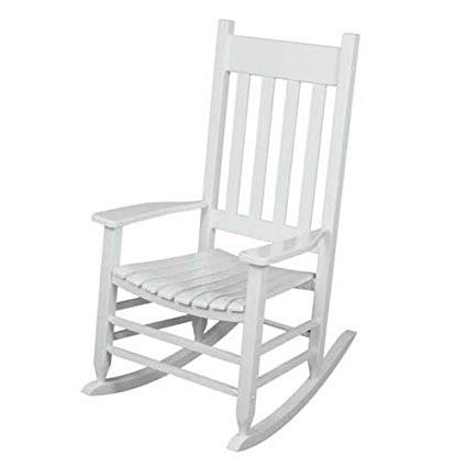 Amazon : Outdoor Rocking Chair White The Solid Hardwood Chairs Throughout Well Known White Patio Rocking Chairs (Photo 1 of 20)
