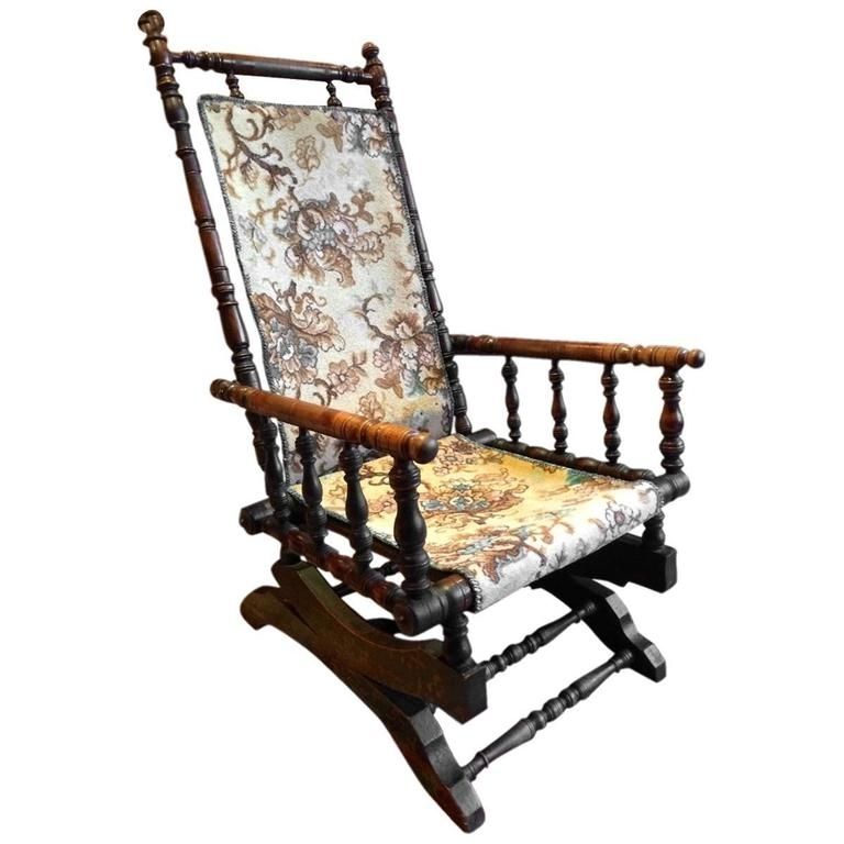 Antique Armchair American Rocking Chair Mahogany 19th Century Inside Well Liked Victorian Rocking Chairs (View 3 of 20)