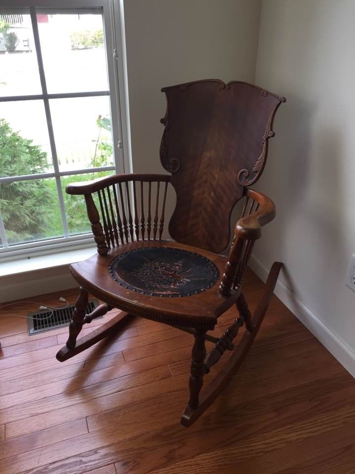 Antique Rocking Chairs With Regard To 2018 Antique Rocking Chair: Seat Replacement And Painted Finish (Photo 4 of 20)