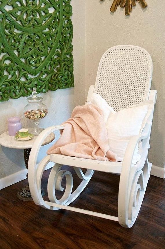 Best And Newest White Bentwood Rocking Chair, Rocker, White Nursery Chair, Pink With Regard To White Wicker Rocking Chair For Nursery (Photo 1 of 20)