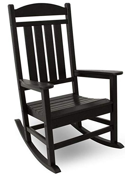 Black Rocking Chairs Regarding Favorite Amazon : Polywood R100bl Presidential Outdoor Rocking Chair (Photo 4 of 20)