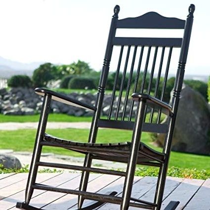 High Back Rocking Chairs With Regard To 2017 Amazon: High Back Slat Seat Adult Rocker Black: Kitchen & Dining (View 6 of 20)